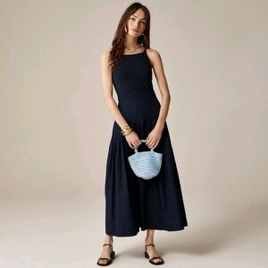 J. Crew Pintuck Mixy Dress  Navy Blue  Size Large Nwt